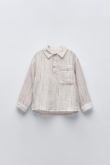 Zara TEXTURED STRIPED POLO SHIRT - striped - Image 0