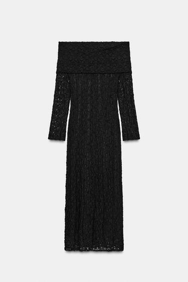 STRAPLESS LACE DRESS - Black by Zara