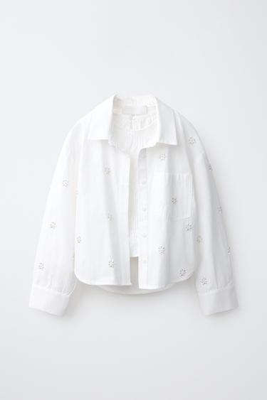 STRIPED SHIRT AND GATHERED TOP PACK WITH BEAD APPLIQUÉ - White by Zara - Image 0