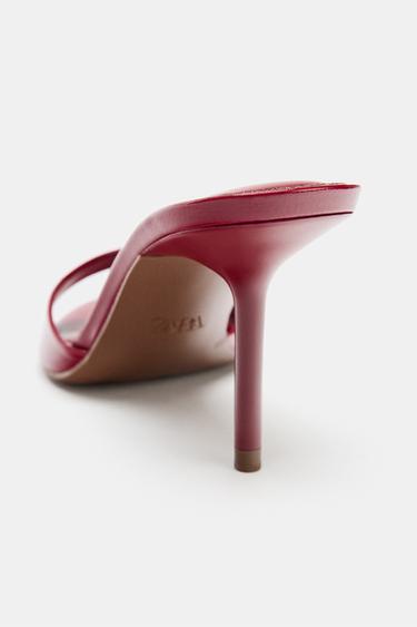 SANDALES À TALONS EFFET VERNI - Rouge de Zara - Image 5