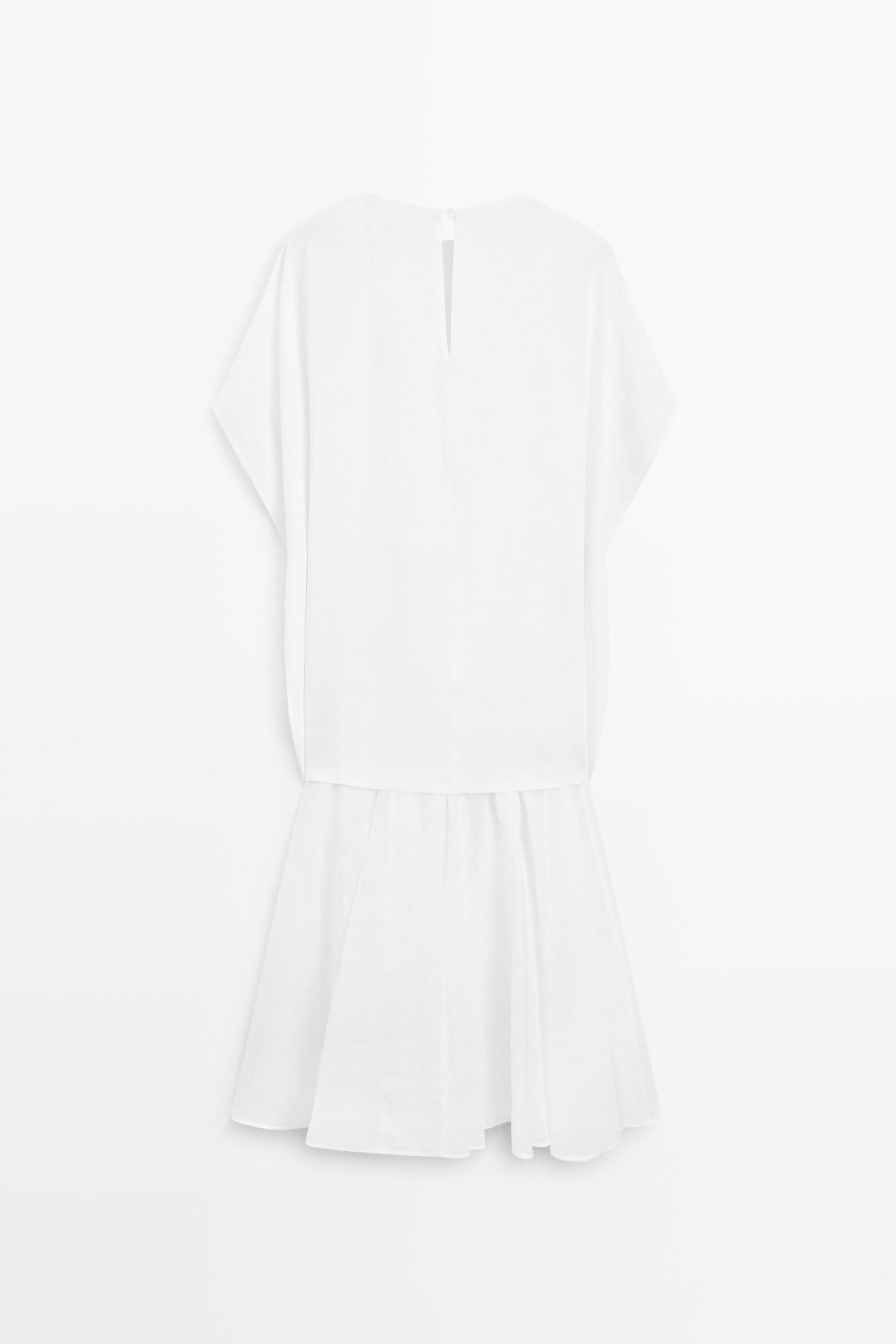 Combined linen-blend dress