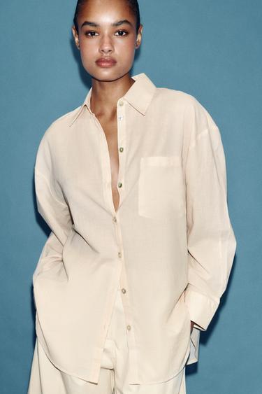 CAMISA OVERSIZE ALGODÓN - Crudo de Zara