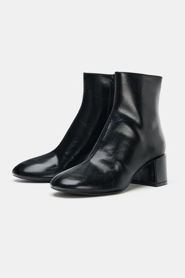 BLOCK HEEL ANKLE BOOTS - Black by Zara - Image 1