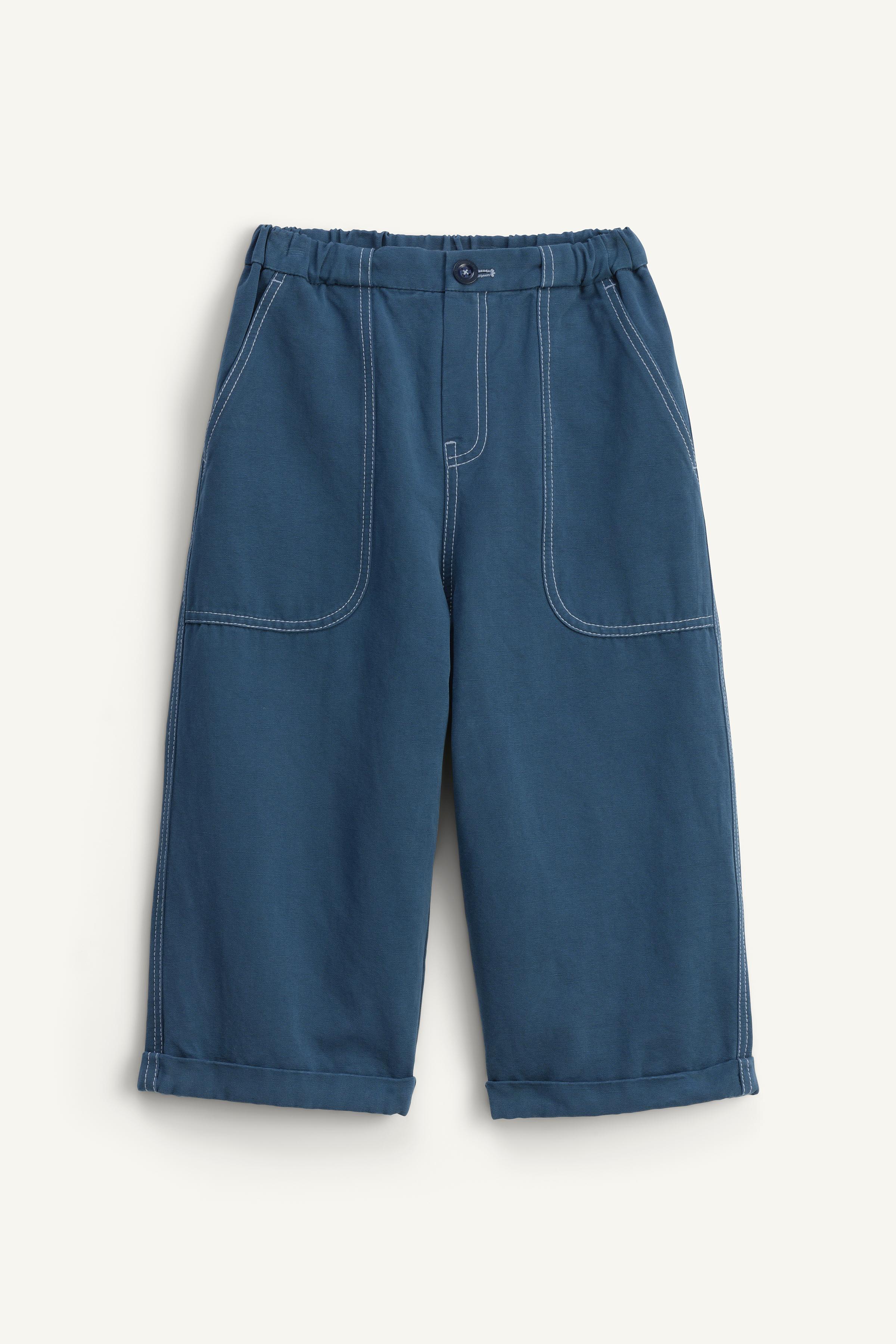 LIMITED EDITION TOPSTITCHED NAVY PANTS - Mid-blue | ZARA