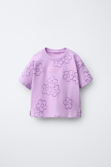 FLORAL T-SHIRT - Light mauve by Zara - Image 0