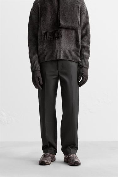 WAXED CHINO TROUSERS - Black by Zara - Image 1