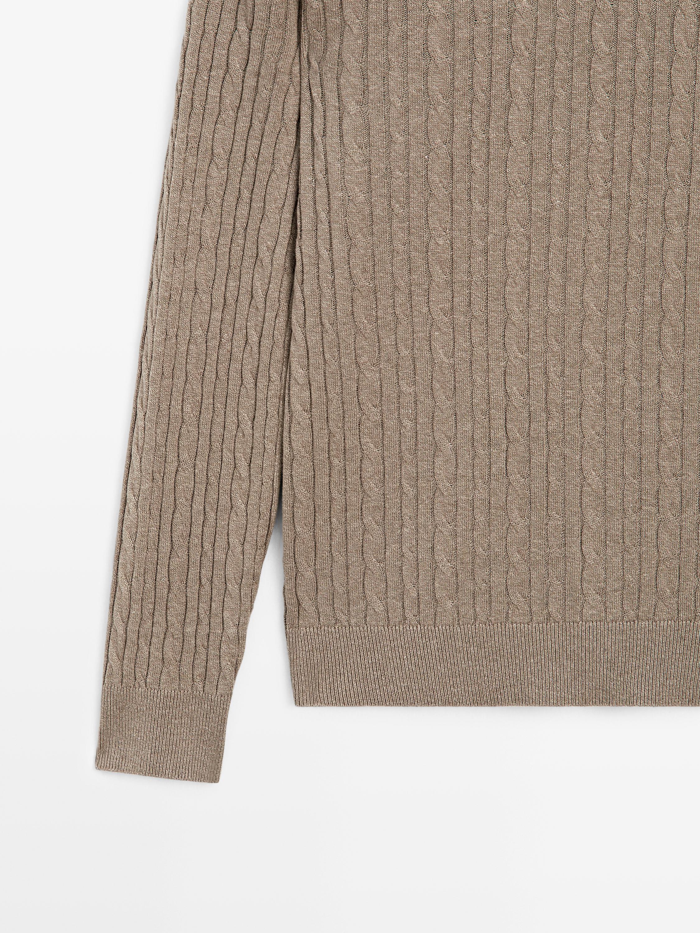 Cotton blend cable-knit sweater