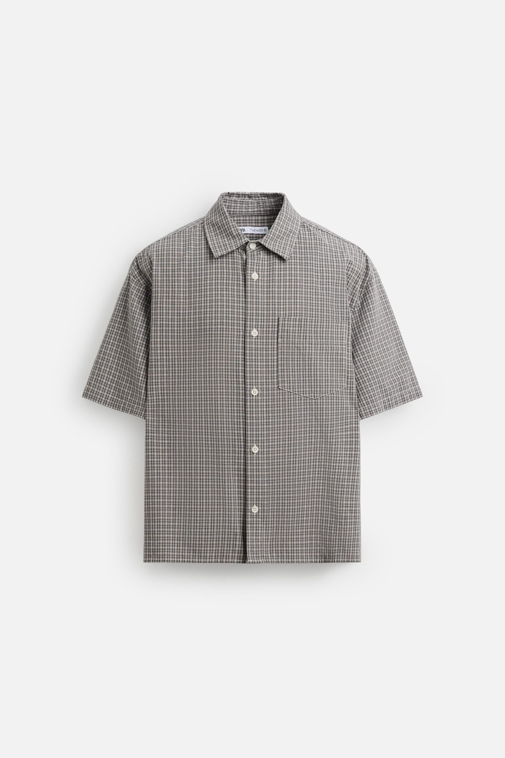 テクスチャー入り生地チェック柄シャツ - グレー | ZARA Japan