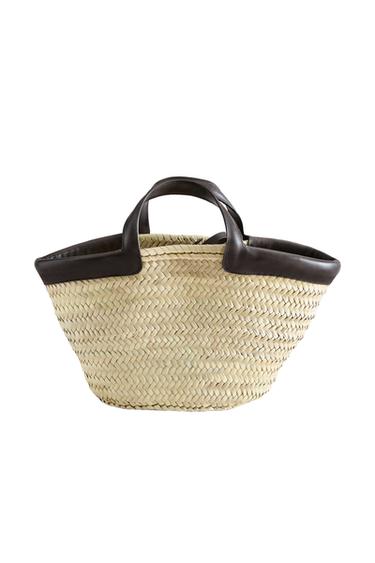 MINI TOTE BAG WITH LEATHER DETAIL - Brown by Zara