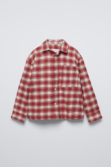 CAMISA FRANELA CUADROS - Rojo de Zara - Imagen 0