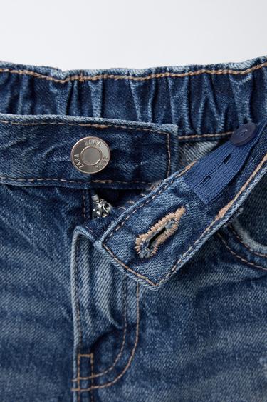 RIPPED DENIM BERMUDA SHORTS - Blue by Zara