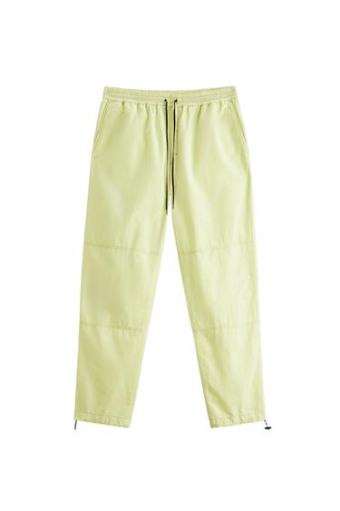 LINEN BLEND TROUSERS WITH TOPSTITCHING