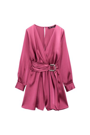 SATINY PLAYSUIT WITH BUCKLE