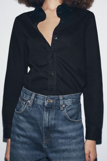ZW COLLECTION SLIM DENIM SHIRT - Black by Zara - Image 3