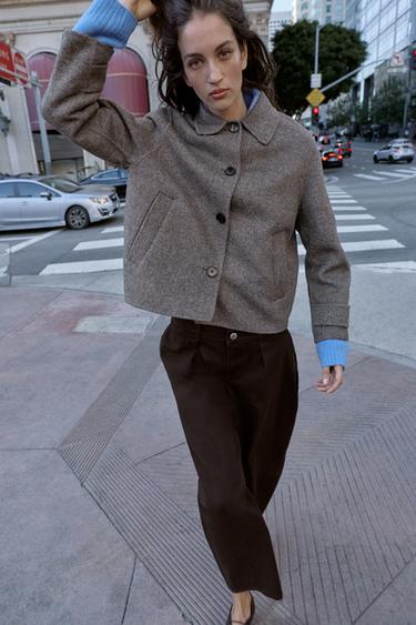 ABRIGO CURTO CON LA - tostada de Zara