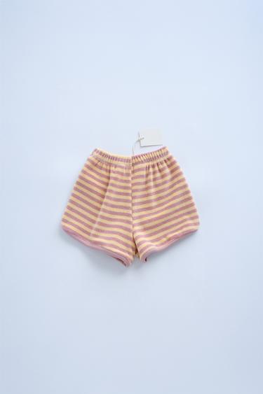 TIMELESZ - FROTTEE-BERMUDASHORTS MIT STREIFEN - Mittelrosa von Zara