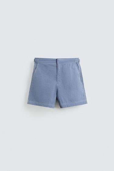 CONTRAST WASH MID-LENGTH SWIMMING TRUNKS - Blue by Zara