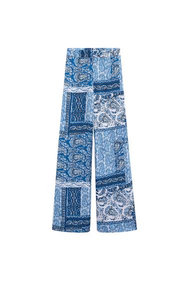 PRINTED WIDE LEG PANTS