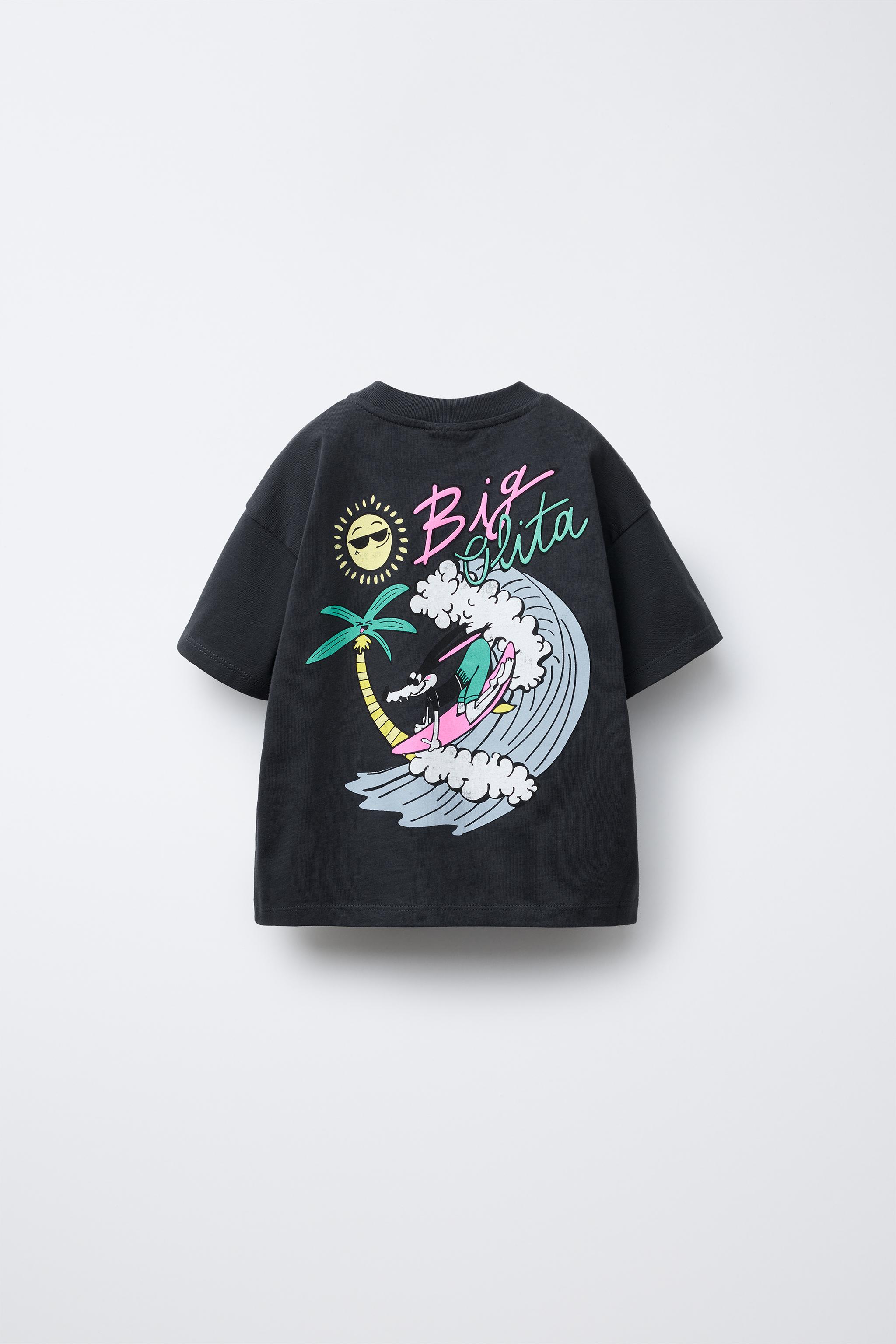 サーフプリントTシャツ - ブラック | ZARA Japan / 日本 サーフプリントTシャツ - ブラック | ZARA Japan / 日本