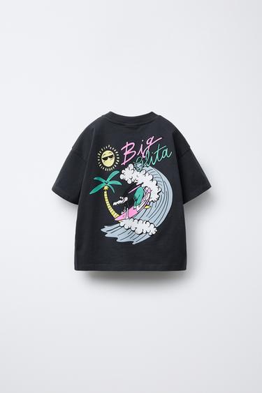 T-SHIRT IMPRIMÉ SURF - Noir de Zara - Image 1