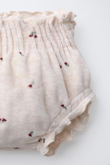 CULOTTE EN VELOURS À FLEURS - Beige clair de Zara - Image 2