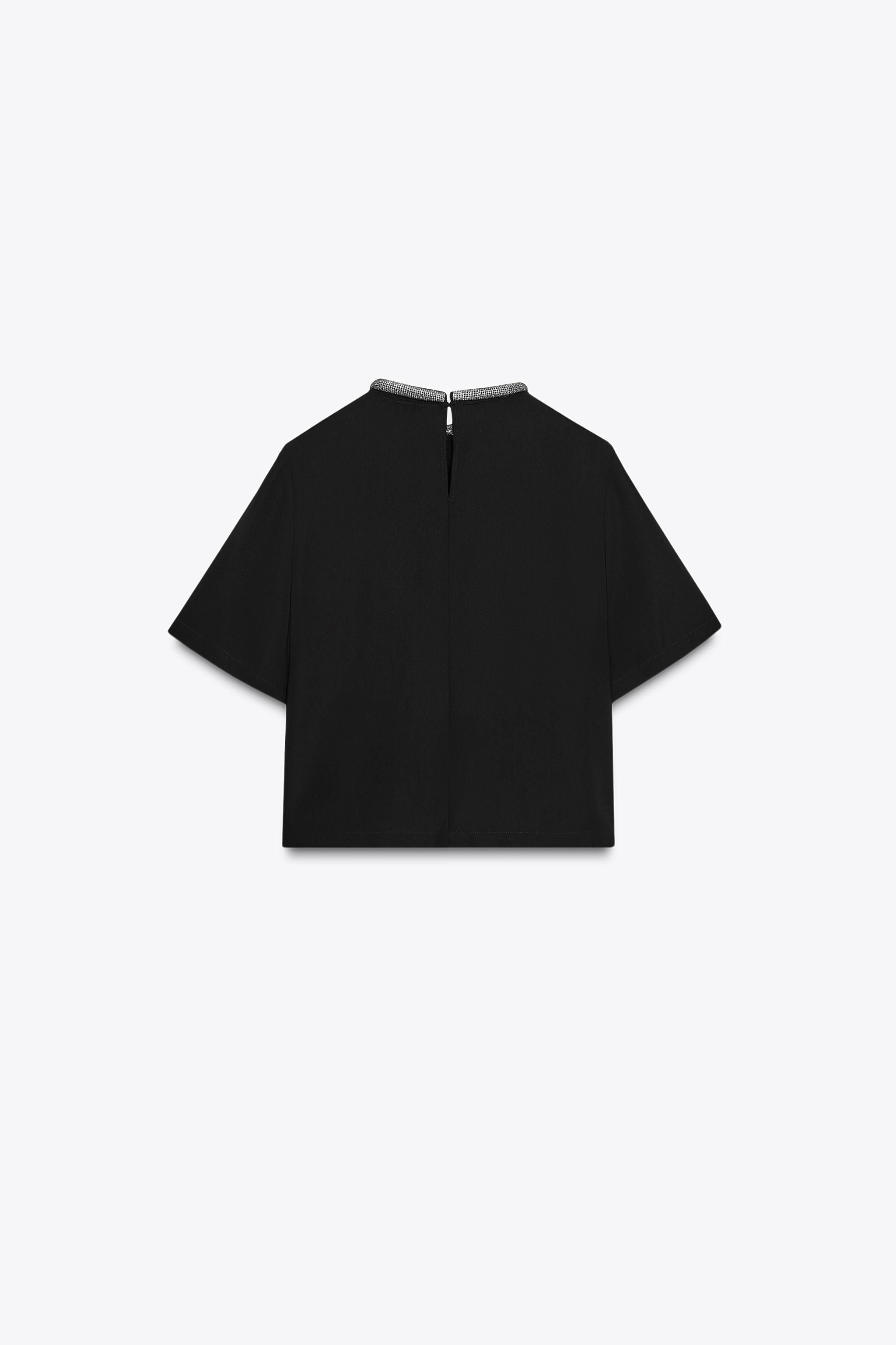 GLITTER NECK TOP - Black | ZARA Canada