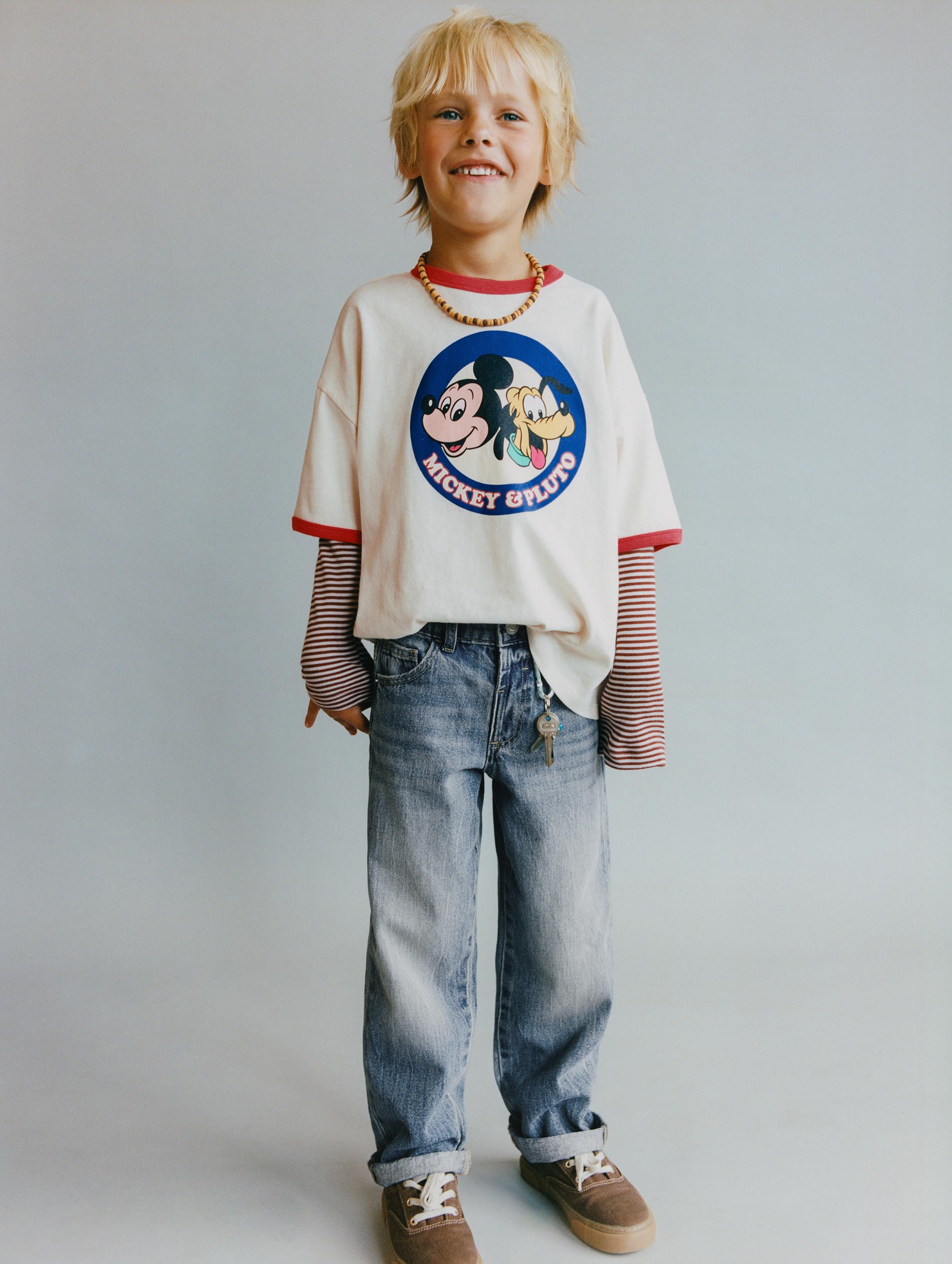 TOPSTITCHED STRAIGHT JEANS — Blue