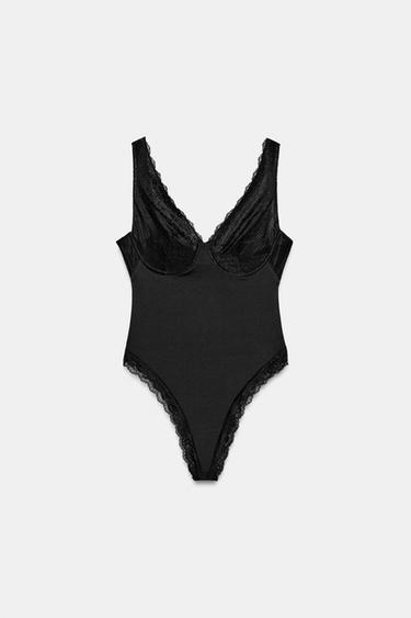 BODY AVEC DENTELLE - Noir de Zara - Image 5