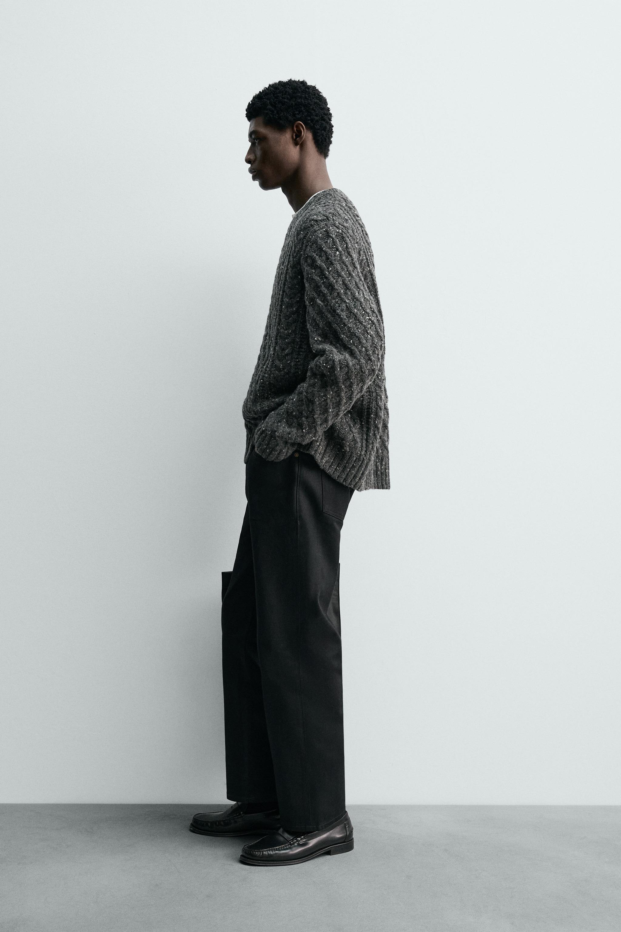 100% WOOL CABLE-KNIT JUMPER WITH SPECKLES