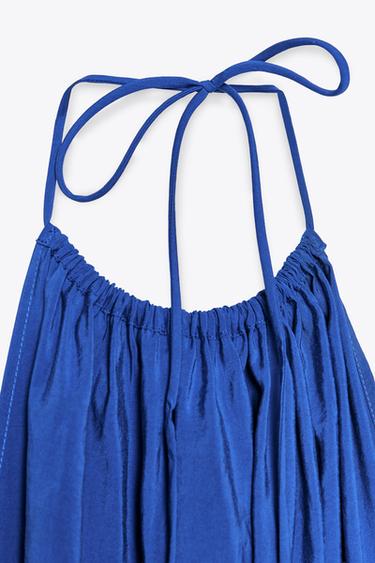 ROBE MIDI HALTER FLUIDE - Bleu encre de Zara - Image 6