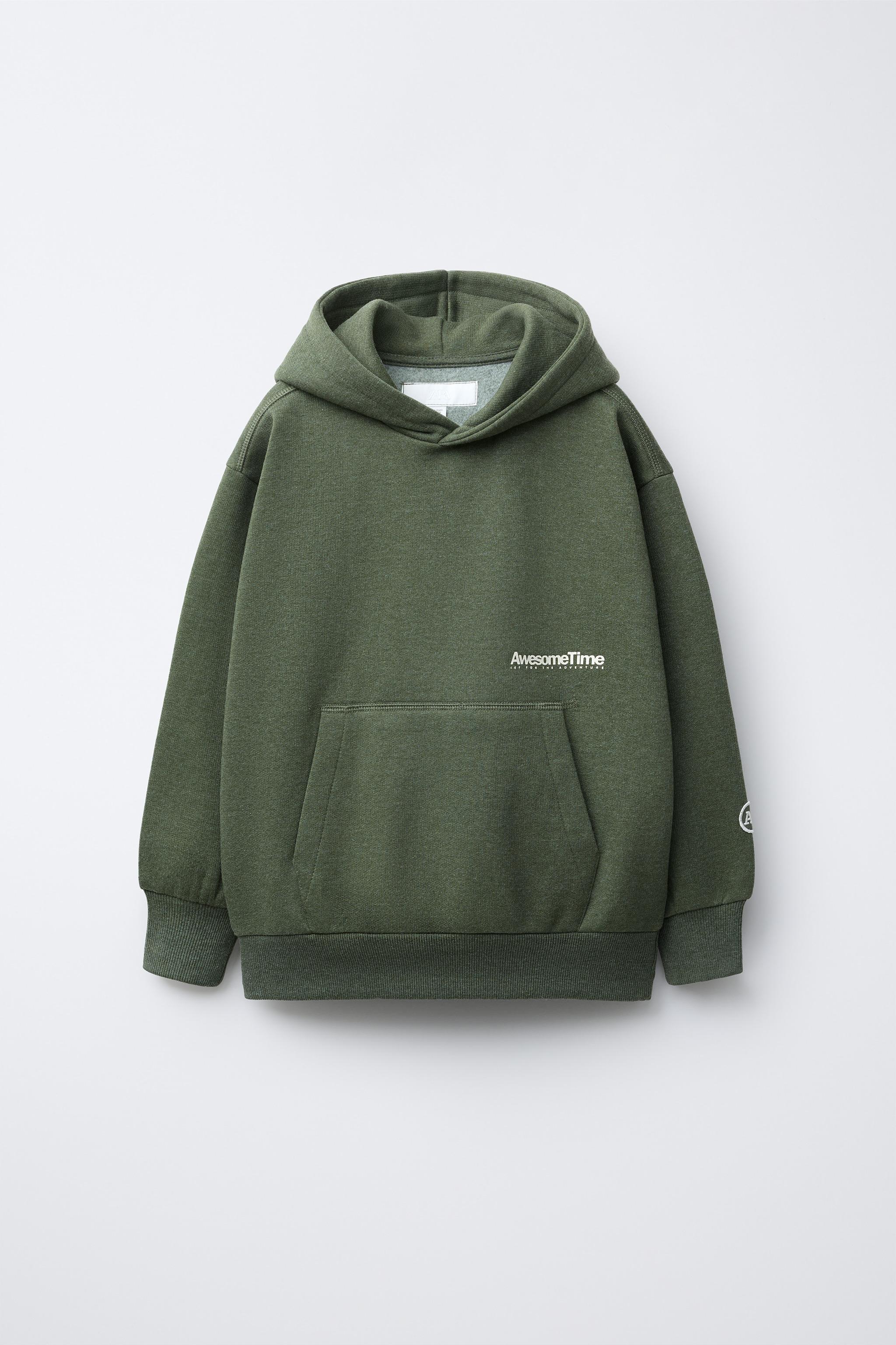 PLUSH SWEATSHIRT AND PANTS SET WITH TEXT PRINT