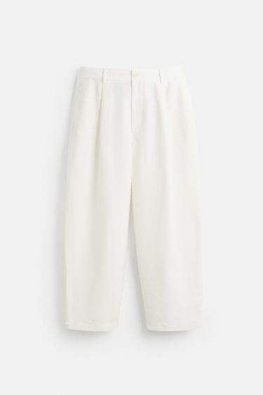RELAXED FIT PLEATED TROUSERS - Ecru de Zara - Image 6