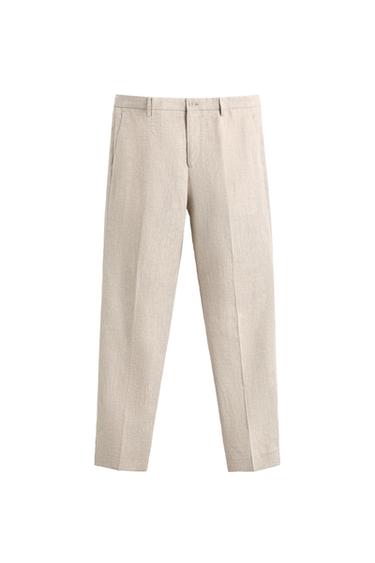 PANTALÓN TRAJE 100% LINO - Beige claro de Zara
