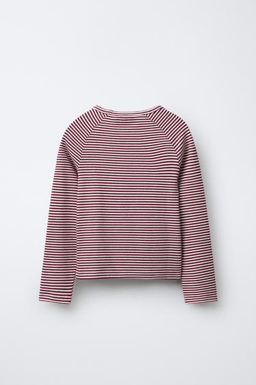 STRIPED T-SHIRT WITH MODAL - White / Red by Zara - Image 1