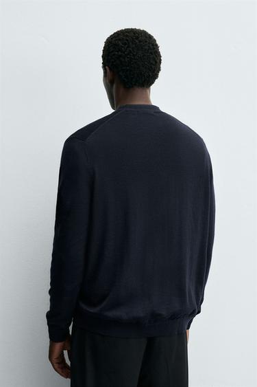 100% WOOL CARDIGAN - Navy blue by Zara - Image 2