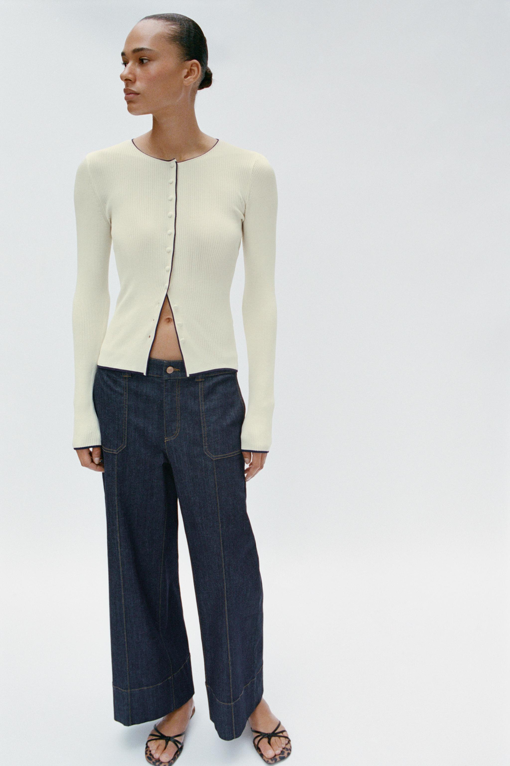 CONTRAST PIPING JACKET — Ecru