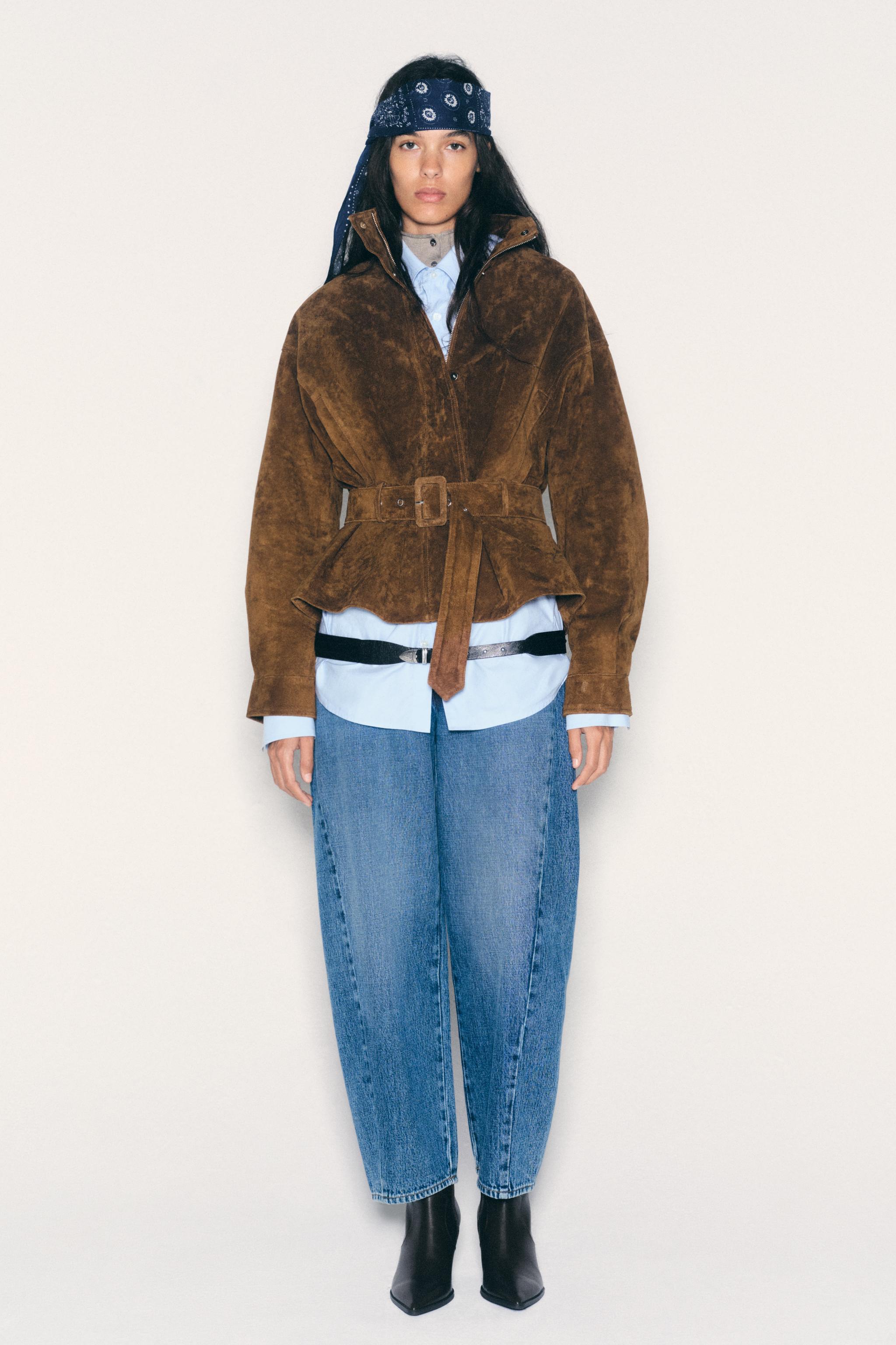 100% レザー ベルトジャケット - ブラウン | ZARA Japan / 日本