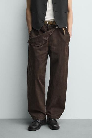 PANTALÓN RELAXED FIT BOLSILLO PETO - Marrón de Zara