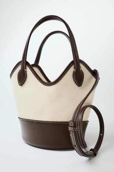 COMBINED CANVAS BAG - Light beige by Zara