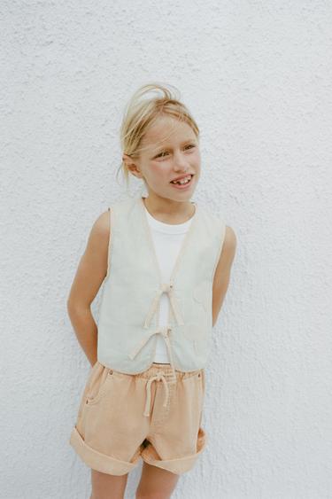 SHORT À TAILLE PLISSÉE - Orange de Zara