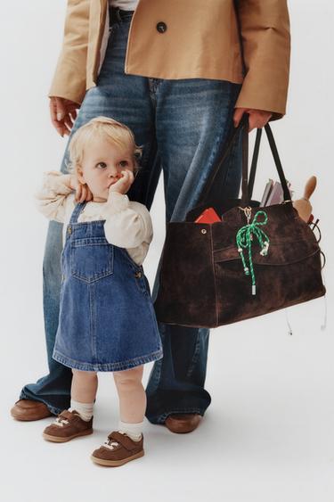 DENIM PINAFORE DRESS AND BLOOMERS - Mid-blue by Zara