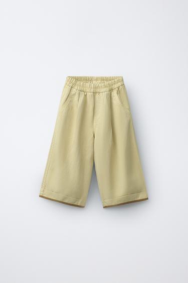 ZARA TIMELESS - PANTALÓN CON LINO BAJO CONTRASTE - Mantequilla de Zara