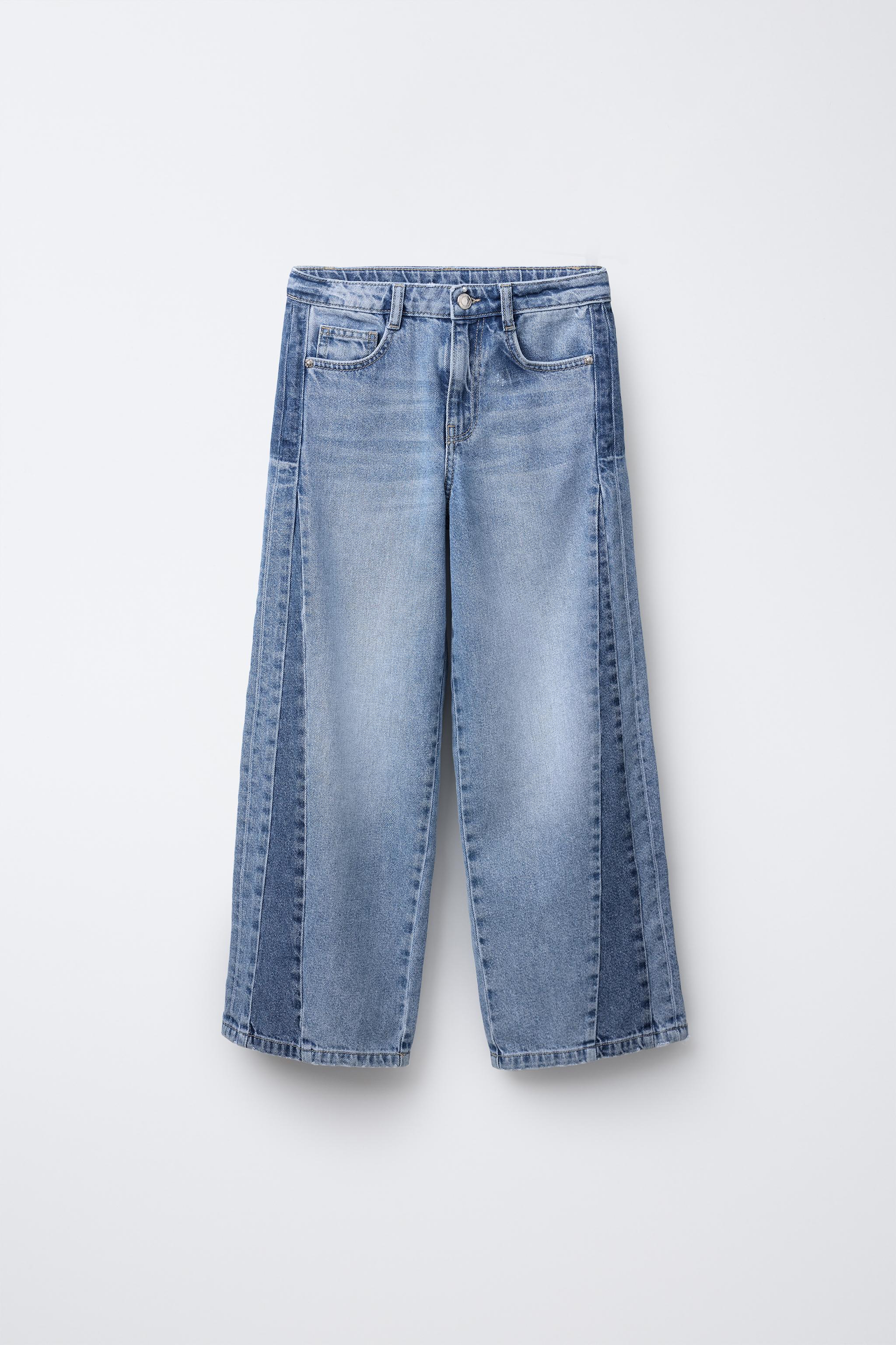 WIDE-LEG PATCHWORK JEANS - Blue | ZARA New Zealand