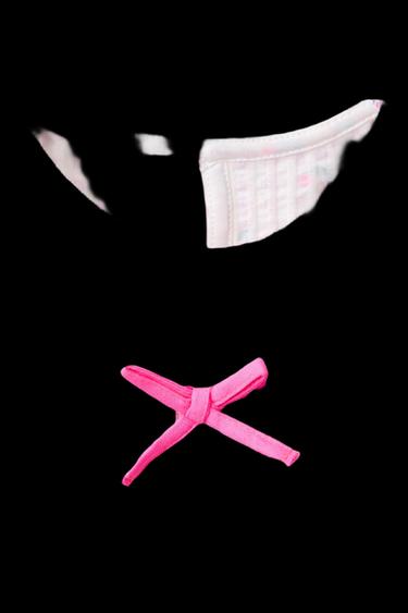 VESTIDO ESTAMPADO CUADRO VICHY LAZOS - Malva de Zara