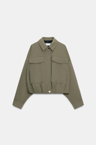 BOMBERJACKE MIT ZIERFALTEN AM SAUM - Khaki von Zara - Bild 0