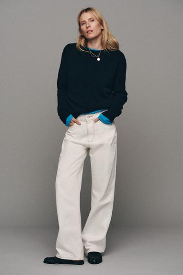 JEANS Z1975 REGULAR TIRO ALTO LONG LENGTH - Blanco de Zara