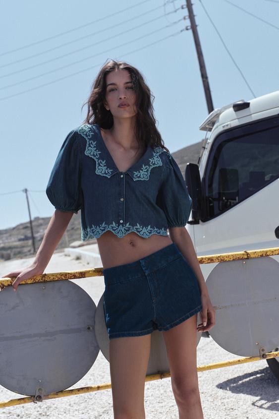Z1975 EMBROIDERED DENIM SHIRT from Zara - $49.90