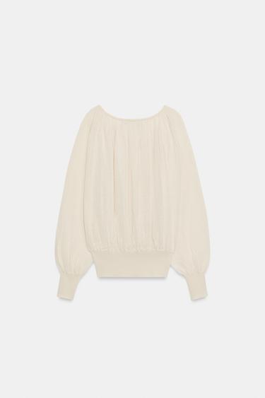 BLOUSE EN MAILLE À COL BATEAU - Sable de Zara - Image 4