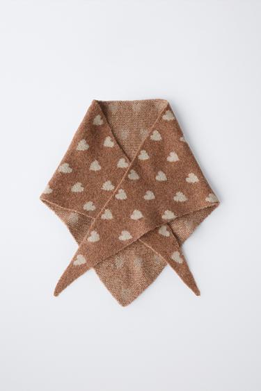 TRIANGULAR KNITTED HEART SCARF - Pink marl by Zara - Image 3