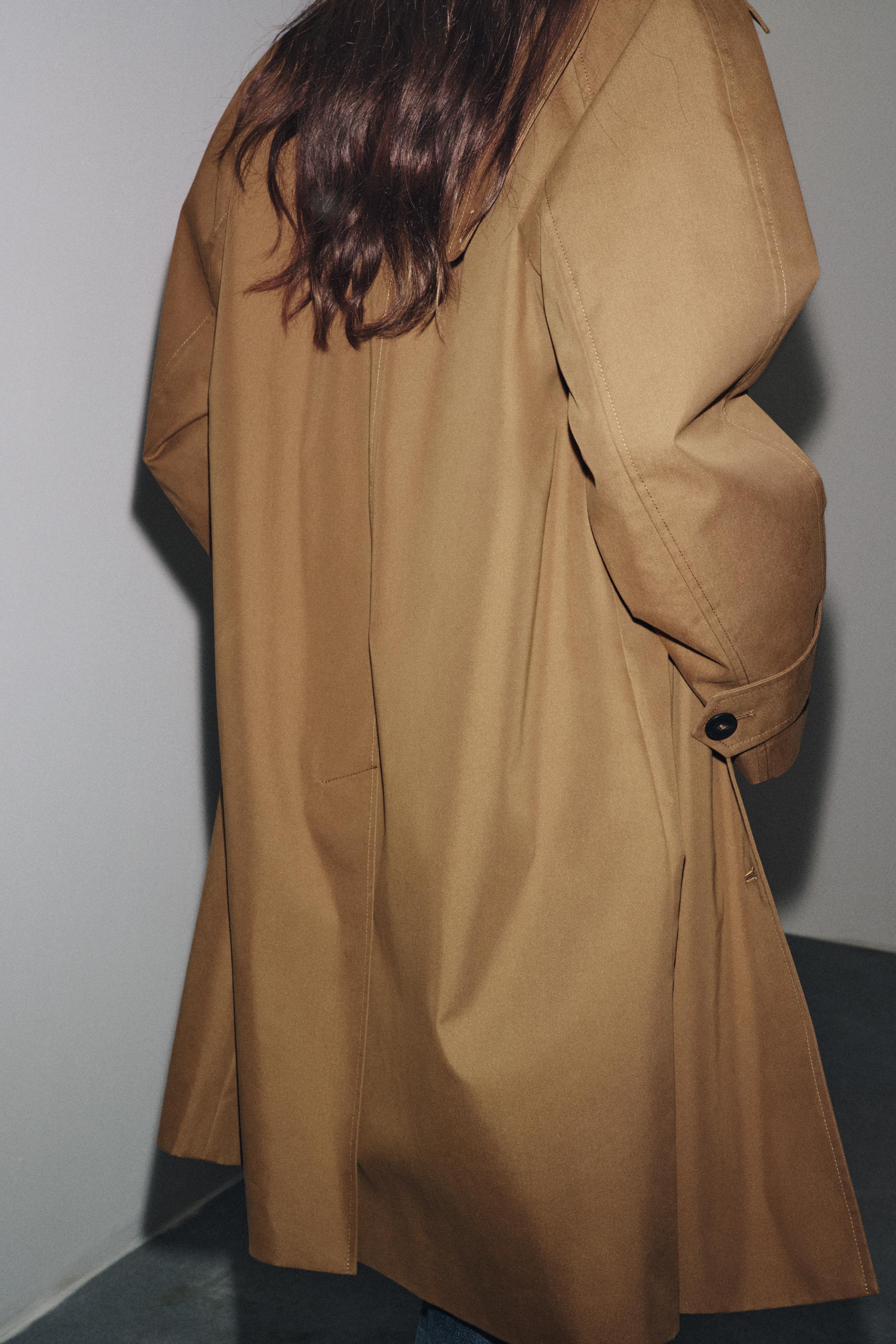人気　ZARA 撥水加工ロングトレンチコート　Mサイズ　ブラック　ベルト付き トレンチコート - レディース | ZARA 日本